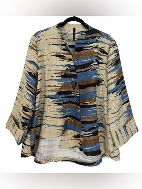 IC By Connie K Vintage Crinkle Jacket Art To Wear Asymmetrical Size XL
